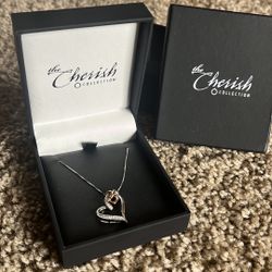 Diamond Interlocking Infinity Tilted Heart Pendant Sterling Silver&10K Rose Gold