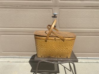 Mid Century Redman Woven Picnic Basket