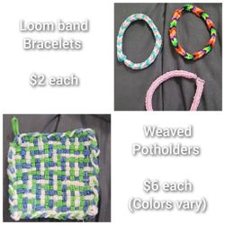 Homemade Potholder & Loom Band Bracelets 