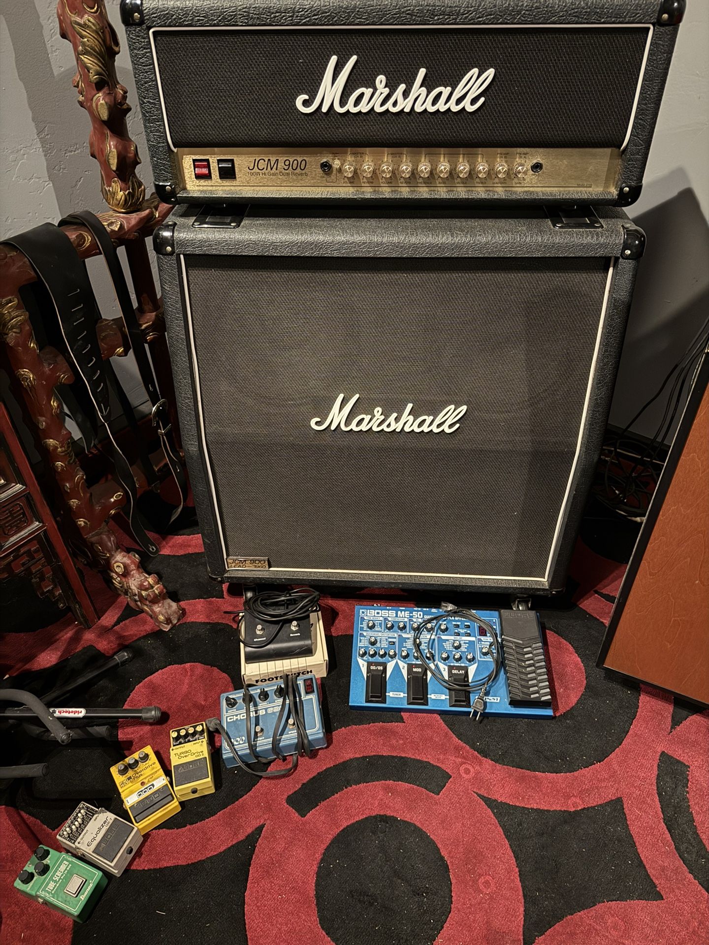 Marshall 1/2 Stack with Lead 1960 angle 4x12 Cabinet 100 Amp JCM 900 MINT condition