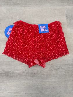 Blue Riot XO Red Polka Dot Ruffle Shorts Small