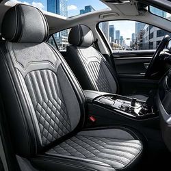 Durable Leather 5-Seater Car and SUV Front & Rear Seat Covers (Grey)
