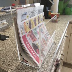 Vintage Lucite Magazine Newspaper Rack Holder Stand Acrylic Clear Plastic Paper Organizer Interior Design Decor 