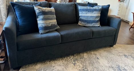 Living Spaces Blue Couch with Pillows