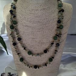 New Gemstone, Pearls Crystals Necklace 