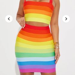 Rainbow Life Bandage Skirt Set - Multi Color