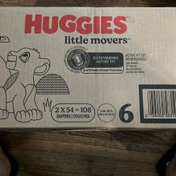 Huggies Size 6 Little Movers  108 Diapers