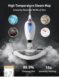 Steam Mop, 12-in-1 Steam Mop,1500W Multifunction Steam Cleaner with Detergent Chamber
5S Heat-Up, Detachable Handheld Steamer, Removes 99.99% Stubborn