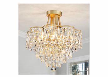 Crystal Chandelier Semi-Flushmount Ceiling Light Modern Lighting Fixture