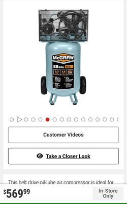 MCGRAW 29 Gallon, 165 PSI Oil-Lube Belt Drive Shop/Auto Air Compressor