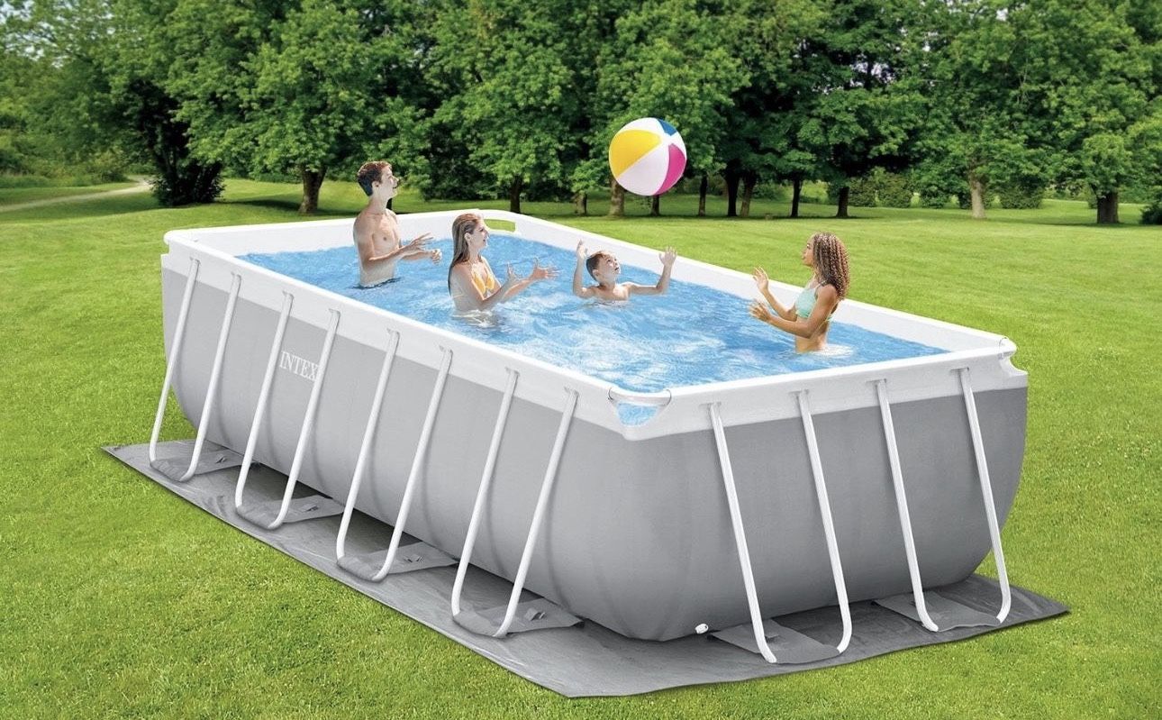 Intex Prism Frame Rectangular Above Ground Pool Set, L 16' x W 8' x H 42"