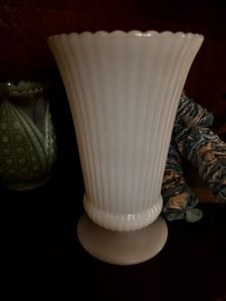 Vintage E.O. Brody White Milk Glass Vase