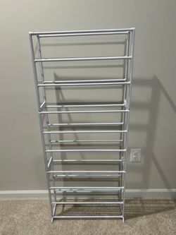 10-tier White Plastic Adjustable Shoe Rack