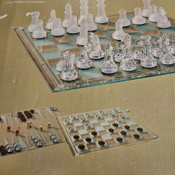 Glass chess set and other sets