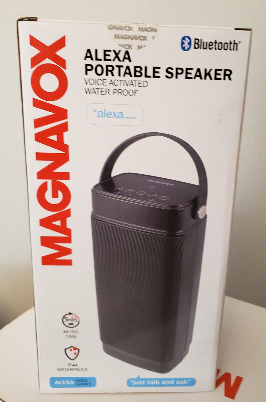 Portable speaker voice activated water proof Magnavox