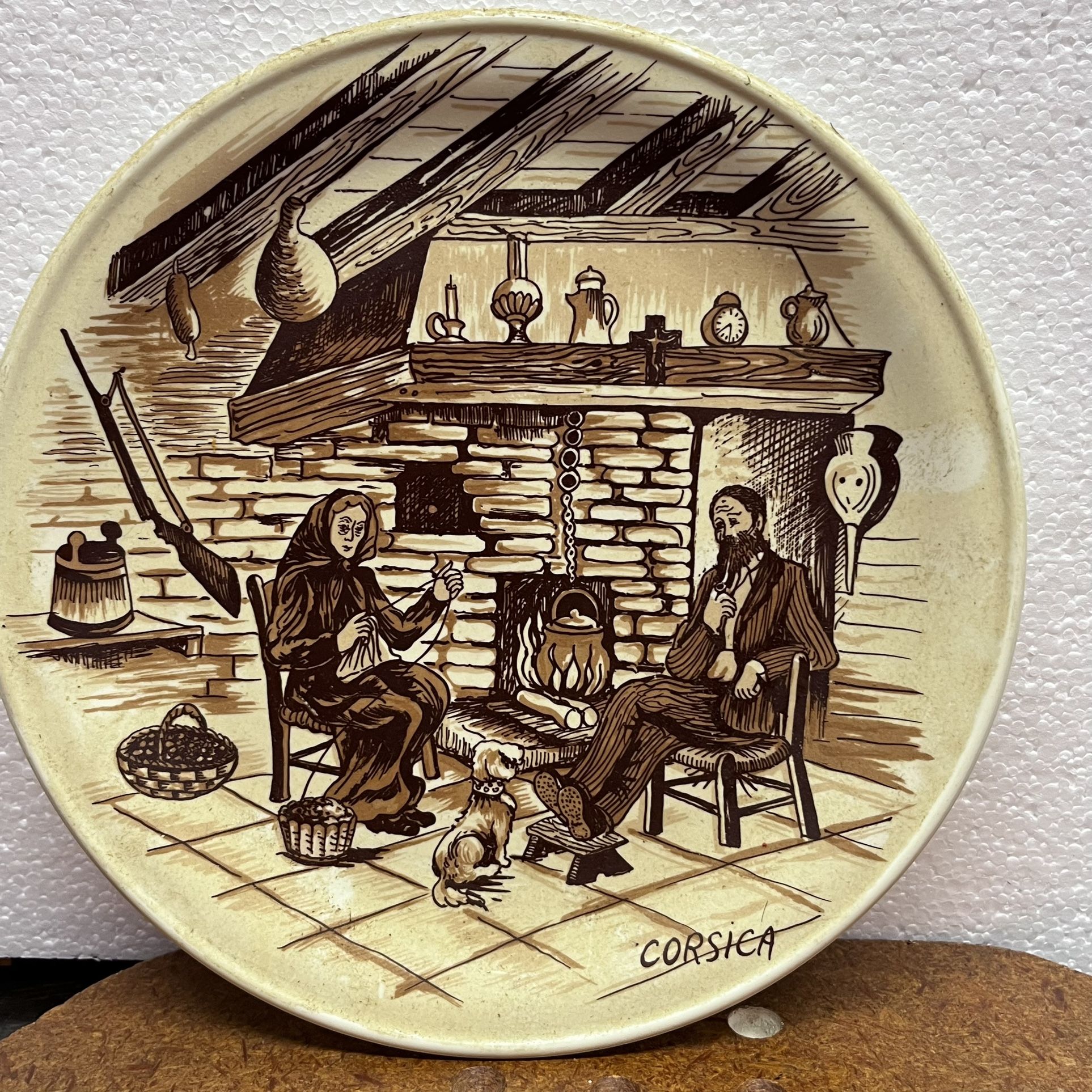 CORSICA PORTIGLIOLO MADE IN FRANCE CERAMIC CERAMIQUE FINE COLLECTOR PLATE 9-5/8" VINTAGE EUROPE TRAVEL