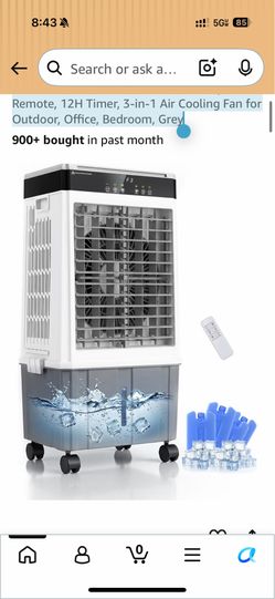 Air Choice Swamp Cooler, 3000CFM 31" Evaporative Air Cooler, 5.5Gal Removable Tank & 4 Ice Box, 120° Oscillation, 3 Speeds, Remote, 12H Timer, 3-in-1