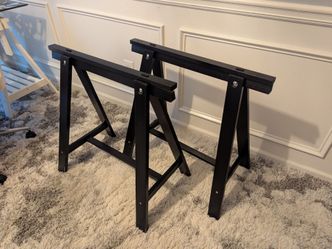 IKEA VIKA LILLEBY solid birch wooden trestles (pair), black