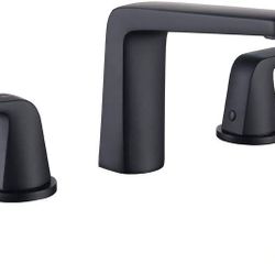 Widespread Bathroom Faucet with 2 handles and Pop up Drain- matte black