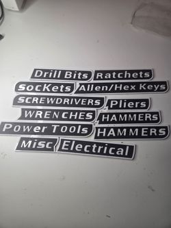 Magnetic tool box labels NEW