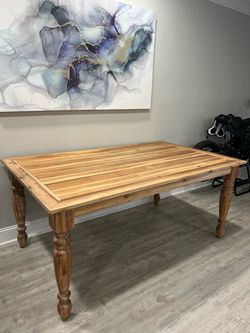 Solid Wood Dining Table with Natural Finish