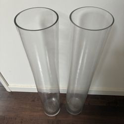 Pair Of Decorative Tall Glass Cylinders Home Decor Interior Design 