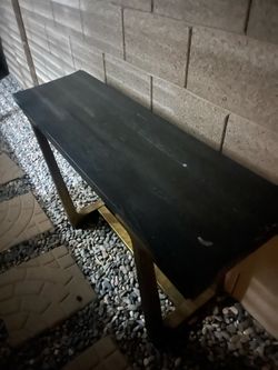 Solid veneer wooden console table Brass legs - Used