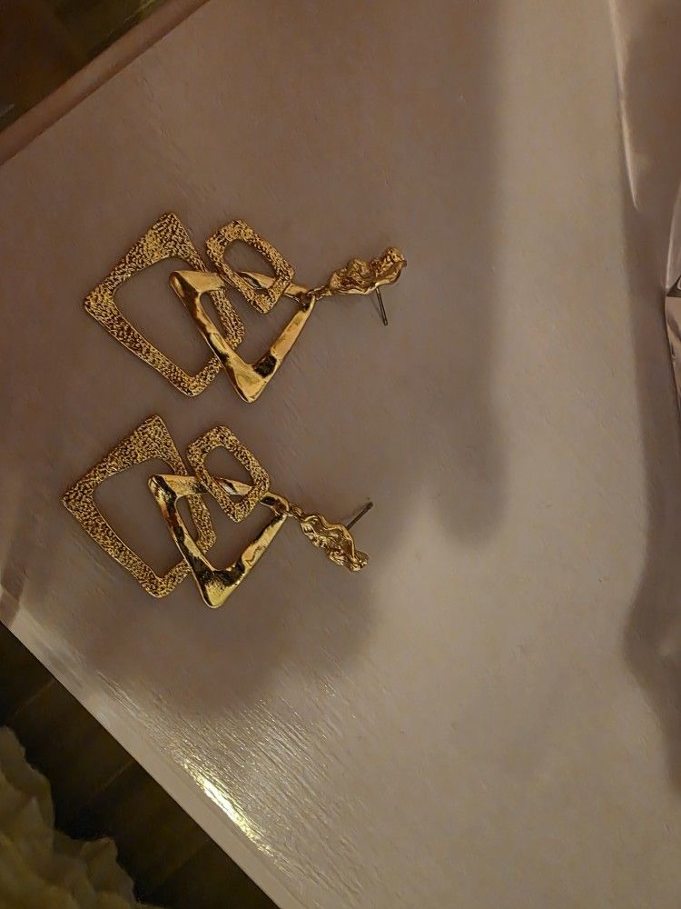 Brand New Geometric Shaped Gold Earrings