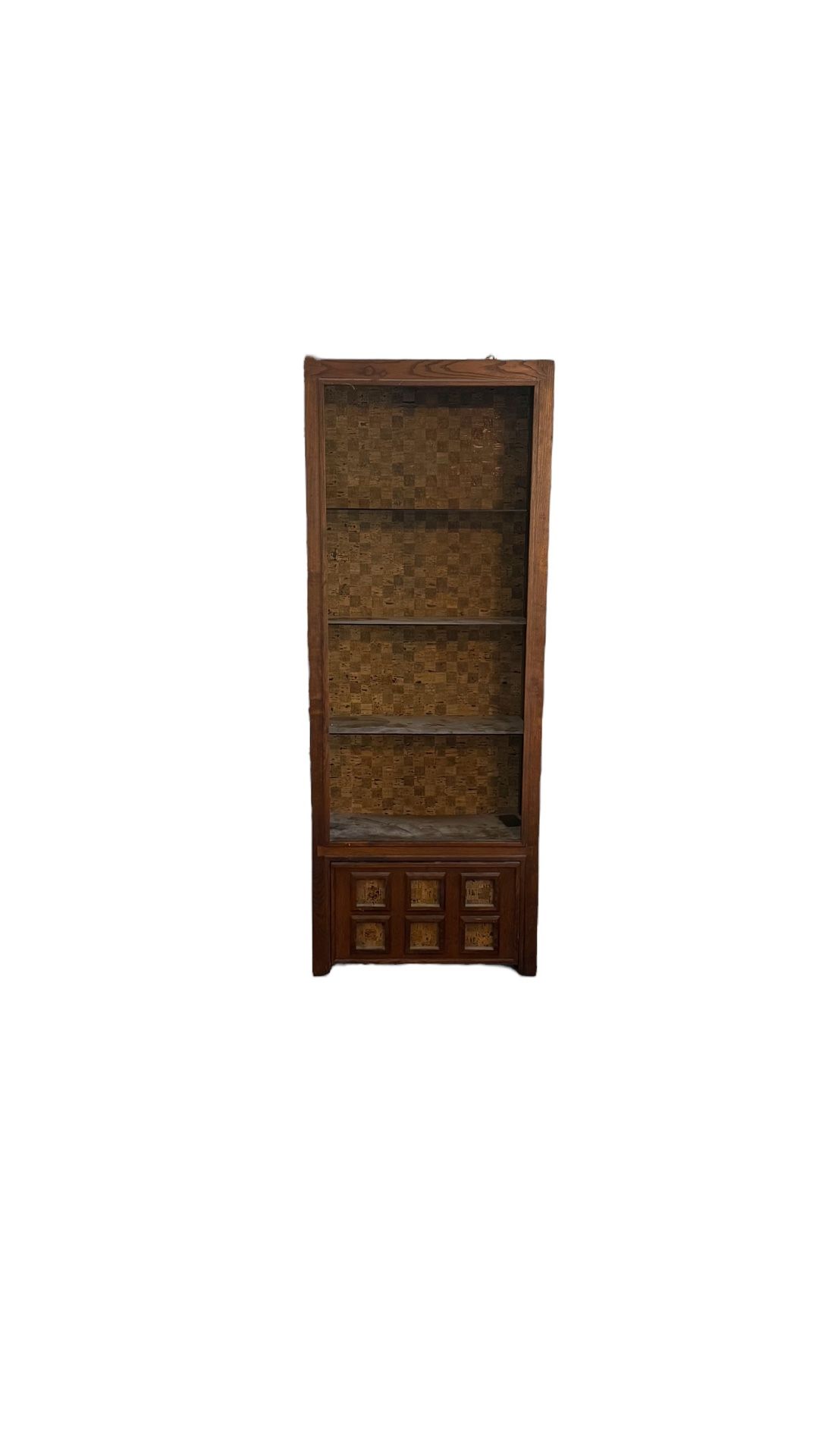 TWO Tall Classic 1970s? Display Shelves/cabinets , Wood & Glass, MUST GO TODAYorTHURSDAY!