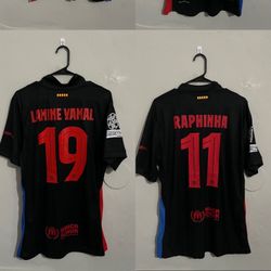FC Barcelona 20224-25 Away Lamine Yamal Raphinha Jersey (medium Large XL 2X)