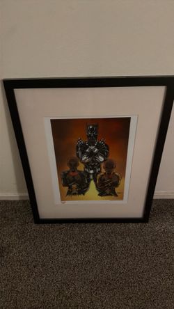 Rare BLACK PANTHER MARVEL FRAMED GLASS POSTER