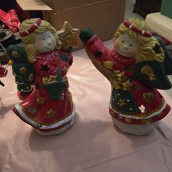 2 Ceramic Christmas Figurines 