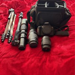 Camera w Lens and Tripod