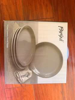 Parini 4-Piece Gray Ceramic Dinner Plates