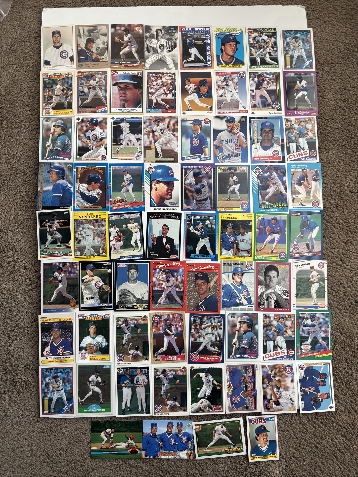 68 Different Ryne Sandberg Baseball Cards Chicago Cubs