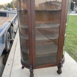 Antique Curio Cabinet Shelf Display Hutch 