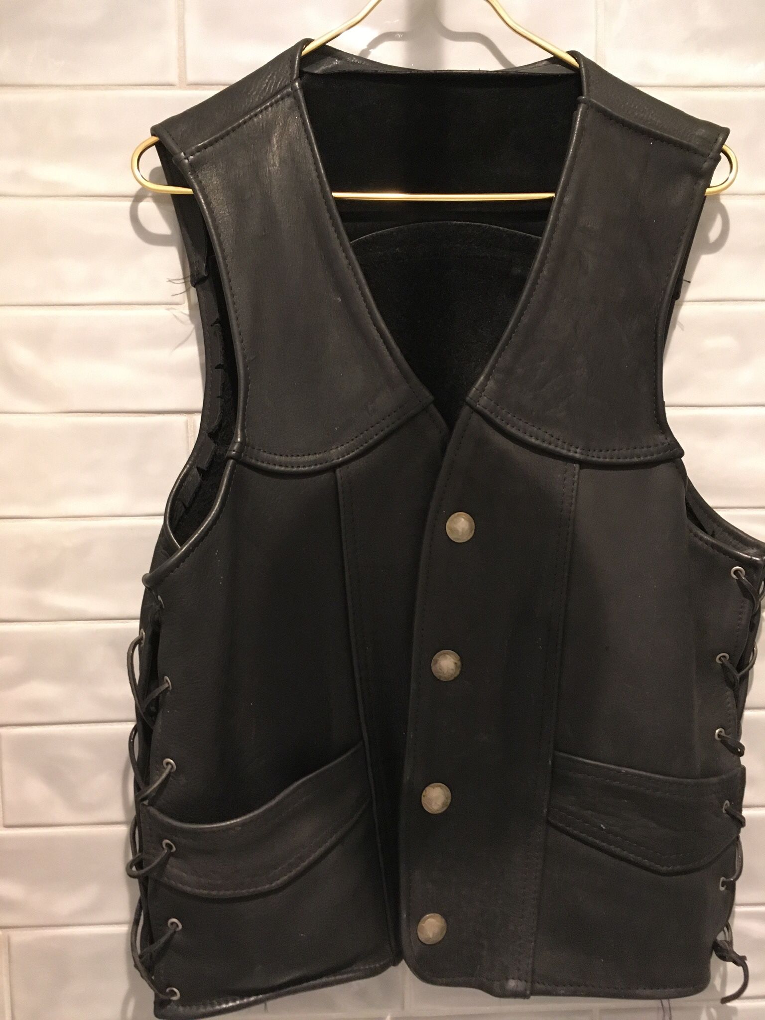 Motorcycle Leather Vest Walter Dyer
