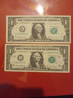 (2) $1 Notes With Sn# Alignment Error 