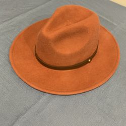Altar'd State Hat Fedora Wool Felt Womens One Size Rust Brown Wide Brim Rancher