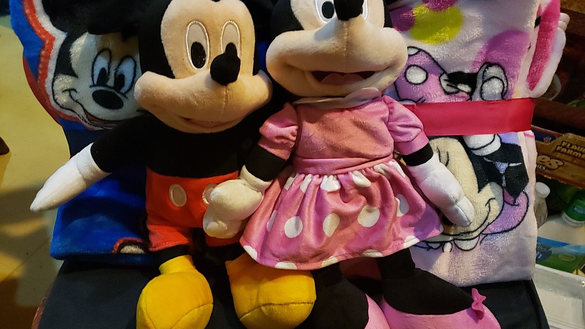 Disney mickey blanket and toy. Minnie is sold