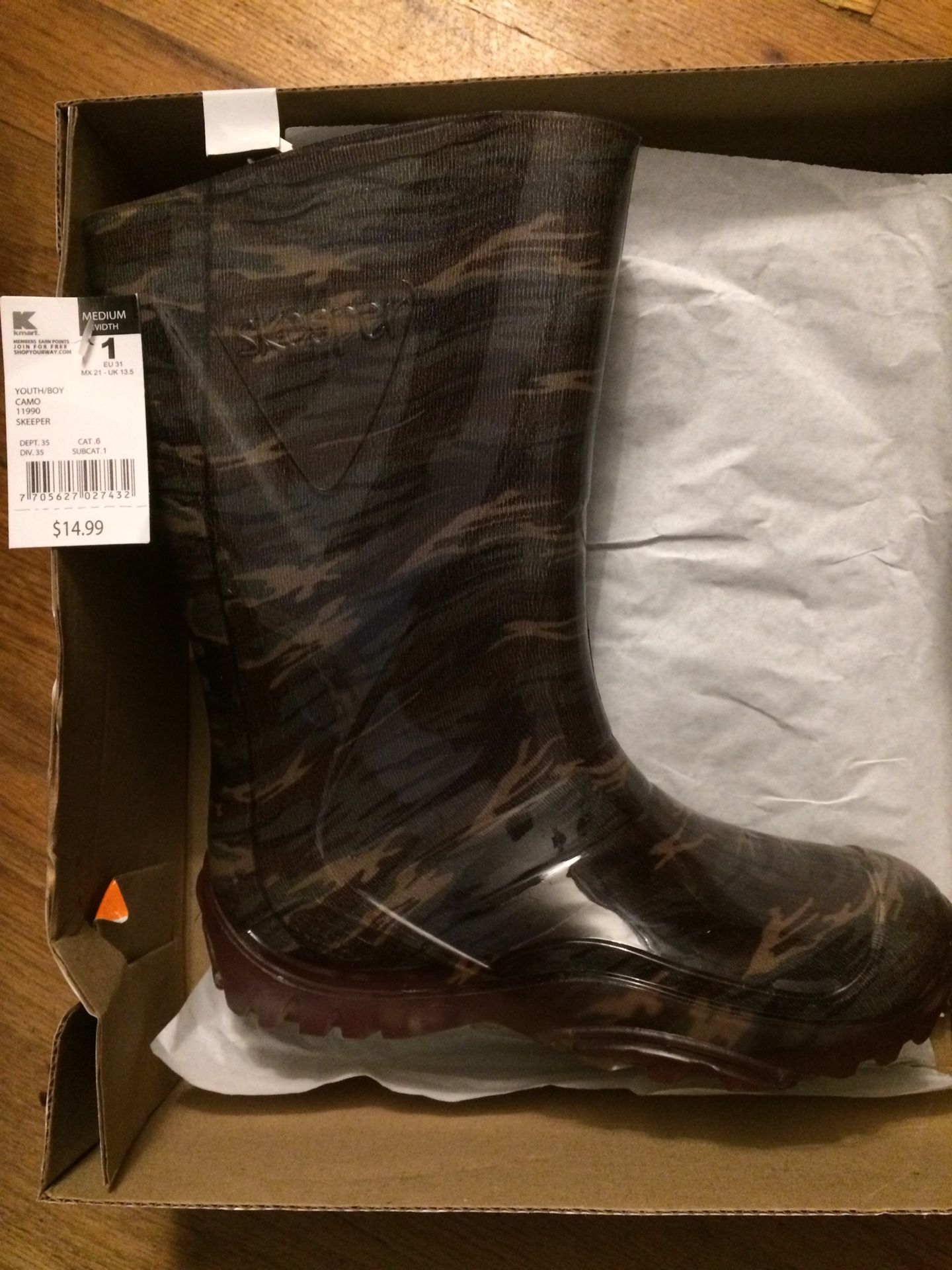 Boys Rubber Rain Boots Camo Size 13 New In Box