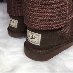 UGG Astralia classic Cardy knit Tall/Fold over Chocolate Brown Boots Sz 8