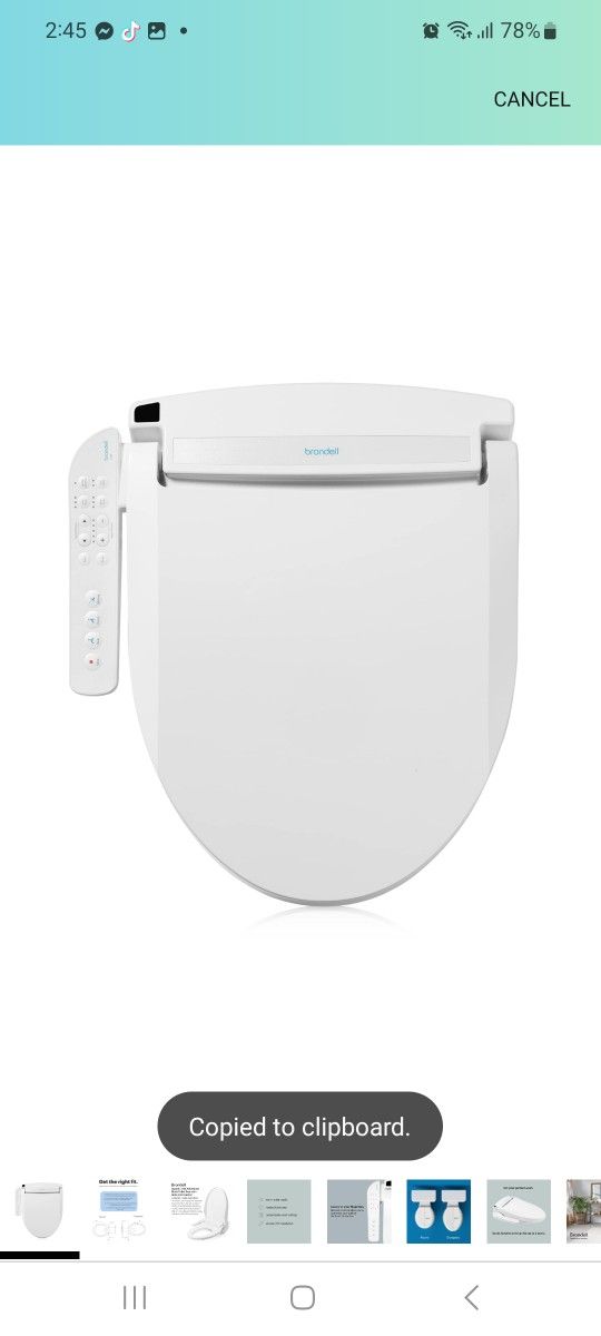 Brondell LT89 Electric Bidet Toilet Seat, Fits Elongated Toilets, White – Side Arm Control, Warm Water Wash, Strong Wash Mode, Stainless-Steel Nozzle,