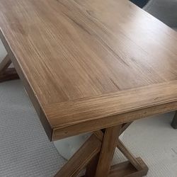 Light Brown Wood Trestle Desk