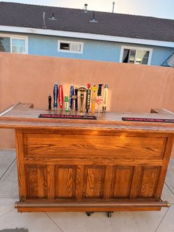 Wooden Bar with Beer Tap Handles