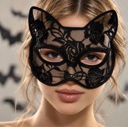 Black Lace Cat Eye Masquerade Mask
