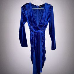 Luxury Blue Velvet Dress