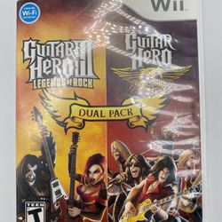 Wii Guitar Hero Dual Pack ONLY HAS LEGEND OF ROCK AND BOTH MANUALS  Tested Works