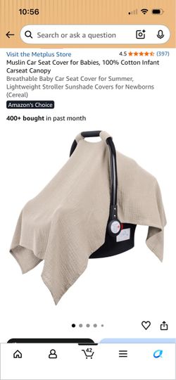 Muslin Car Seat Cover for Babies, 100% Cotton Infant Carseat Canopy Breathable Baby Car Seat Cover for Summer, Lightweight Stroller Sunshade Covers fo