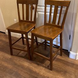 2 Wooden Bar Height Chairs 